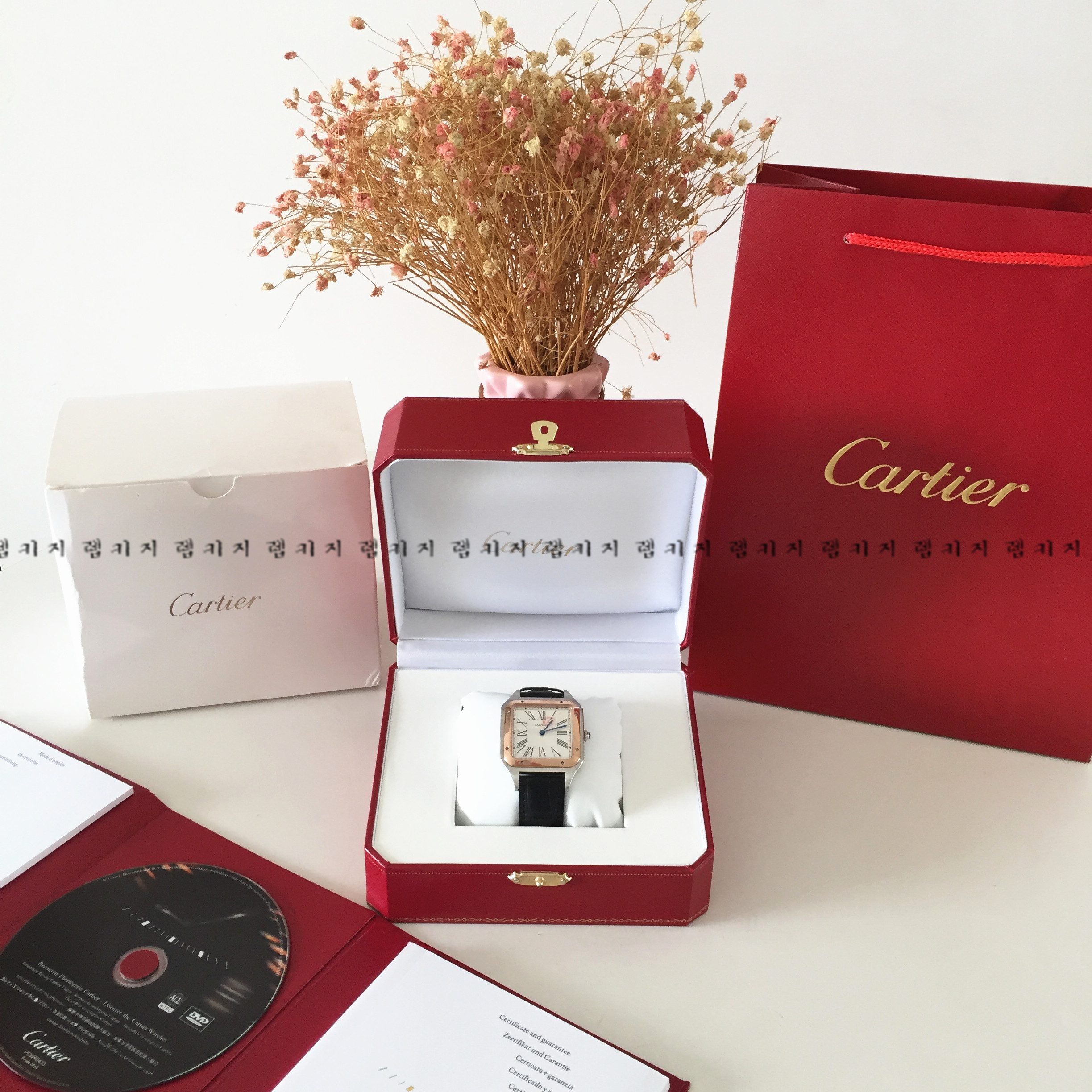 까르띠에 산토스 뒤몽 콤비 가죽시계